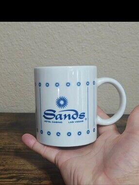 1970s/80s Sands Hotel & Casino Las Vegas  White & Blue 10 oz Ceramic Mug